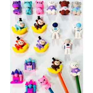 Cápsula de 2'' con Borrador de lápiz de animales Kawaii, escuela, adecuado para niños.