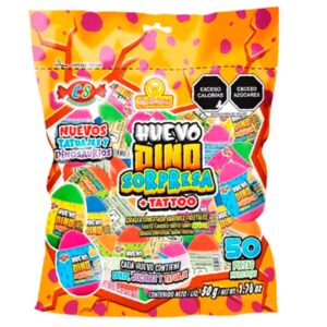 Capsula 1'' Huevo Dino Sorpresa Tatoo 50 Piezas