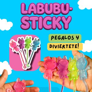 Labubu Sticky Pegajoso con cápsulas de 2 pulgadas – Juguete sorpresa para máquinas vending, cápsuleras y chicleras.