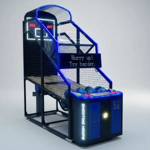 Máquina arcade basketball con luces LED, marcador digital y retorno automático de balones, ideal para negocios y salones de juego en México