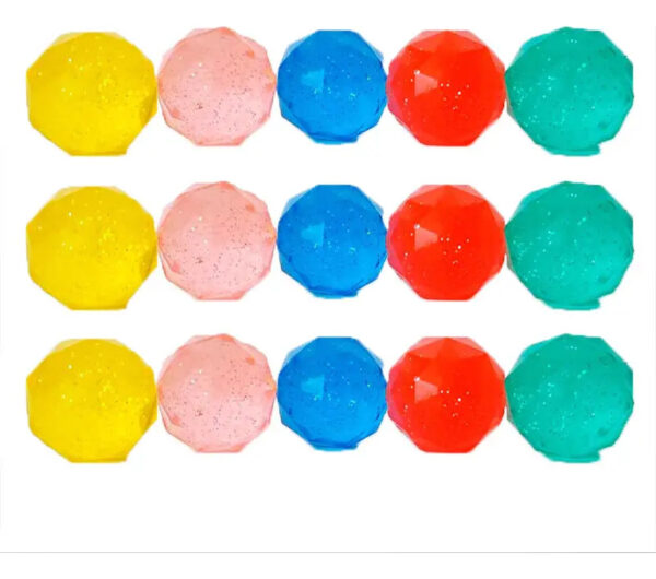 Pelota Loca Botona Premium Diamante 32mm 100 Piezas Vending Multicolor (amarillo, Rosa, Azul, Rojo/naranja, Verde/agua)