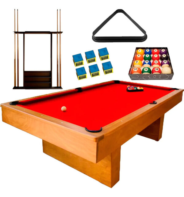 Mesa De Billar Pool Medida Profecional 7pies Con Accesorios Rojo