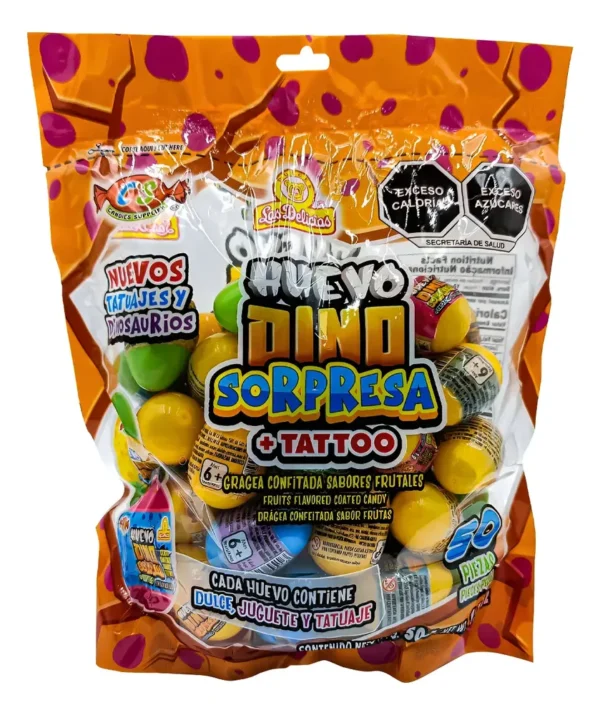 Huevo Dino Sorpresa Tatoo 50 Piezas Vending
