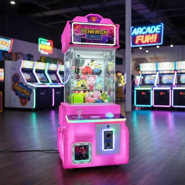 Kit Maquinita Peluchera Tank Elite Con Luz Led Rosa Chicle