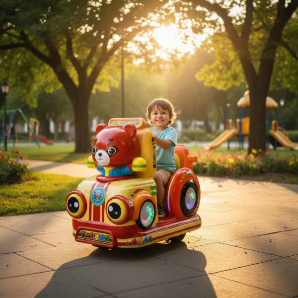 Montable Mecanico Oso Para Monedas Para Niños Con Musica
