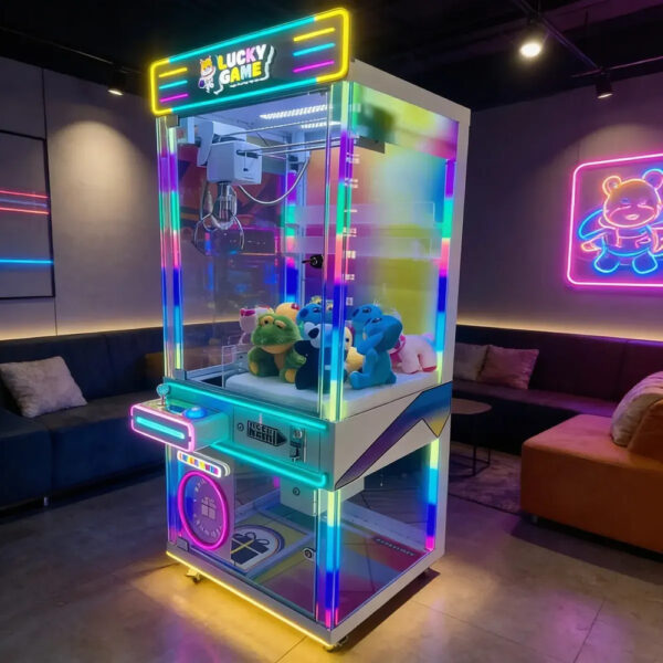 Maquina Caza Peluches Lucky Game Luz Led Vending Programable Blanco