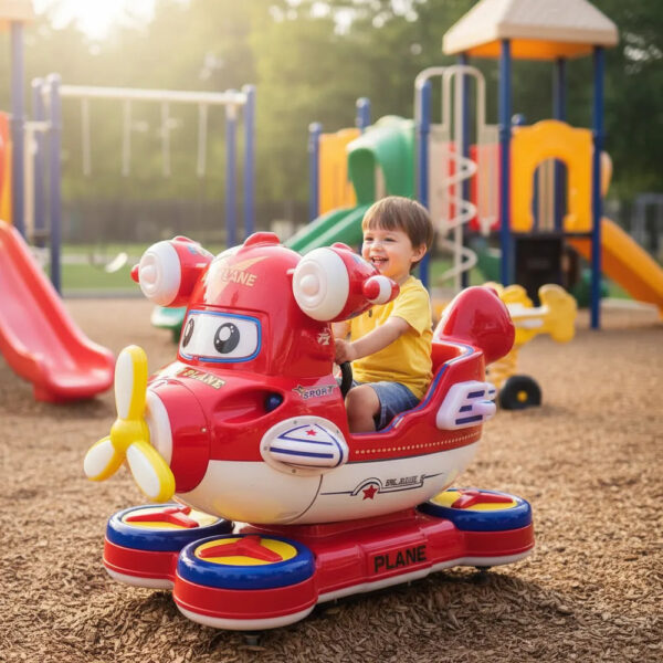 Montable Mecanico Infantil Avión Con Pantalla Y Luces Rojo
