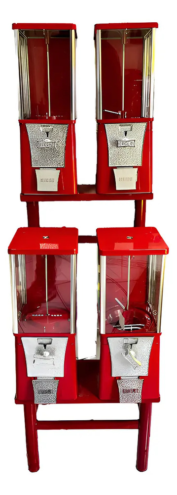 4 Chicleras 1 Pulgada Eagle Vending Con Base De Metal Rojo