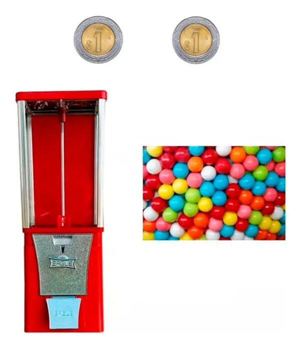 Maquina Chiclera Eagle Bola A $1+$1 + 3 Kg.chicle 1 Pulgada Rojo