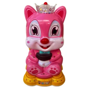 Montable infantil ardilla rosa con corona con luces, vista frontal